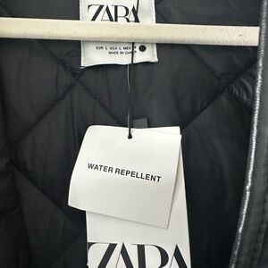 Zara size L black faux leather coat